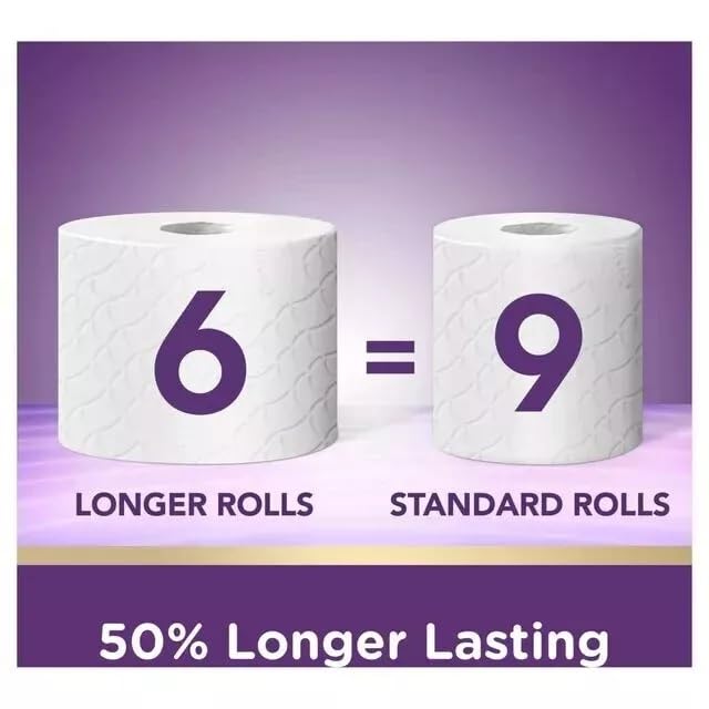 Cushelle Quilted 3-Ply Double Size 50% Longer Soft Absorbent Rolls 32 Pack - 236 Sheets p/roll