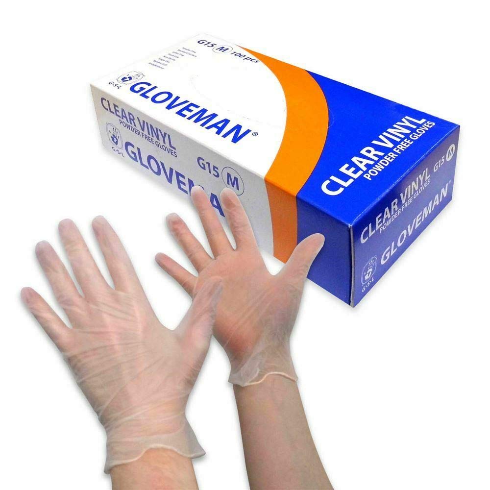 Gloveman Clear Powder-Free Vinyl Gloves Medium — 100