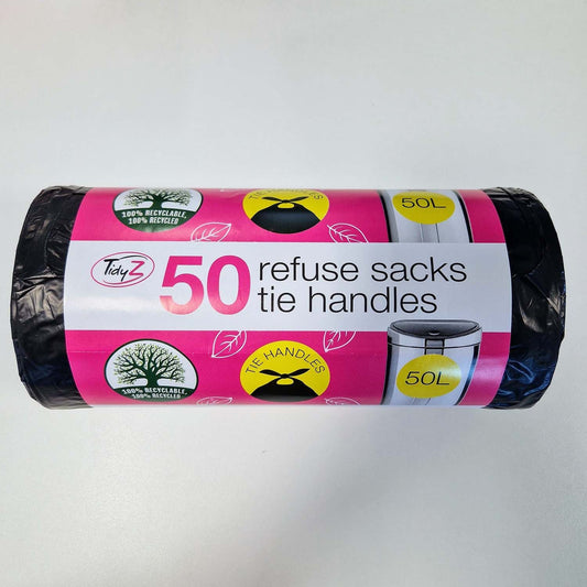 TidyZ Refuse Sacks with Tie Handles — 50
