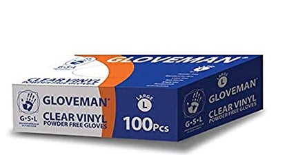 Gloveman Clear Powder-Free Vinyl Gloves Medium — 100
