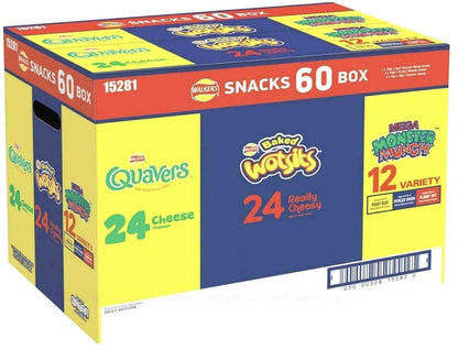Walkers Crisps Snack Variety Box - Wotsits, Quavers & Monster Munch - Box of 60