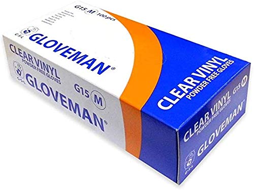 Gloveman Clear Powder-Free Vinyl Gloves Medium — 100
