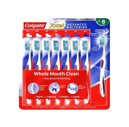 Colgate Total Advanced Whitening Toothbrush — 8 Pack