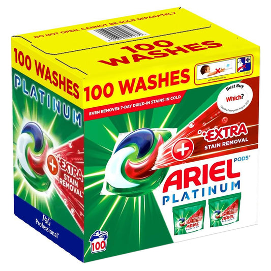 Ariel Platinum Washing Pods + Extra Stain Removal - 100 Washes