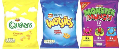 Walkers Crisps Snack Variety Box - Wotsits, Quavers & Monster Munch - Box of 60