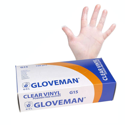 Gloveman Clear Powder-Free Vinyl Gloves Medium — 100