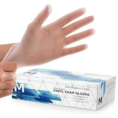 Gloveman Clear Powder-Free Vinyl Gloves Medium — 100