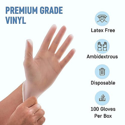 Gloveman Clear Powder-Free Vinyl Gloves Medium — 100