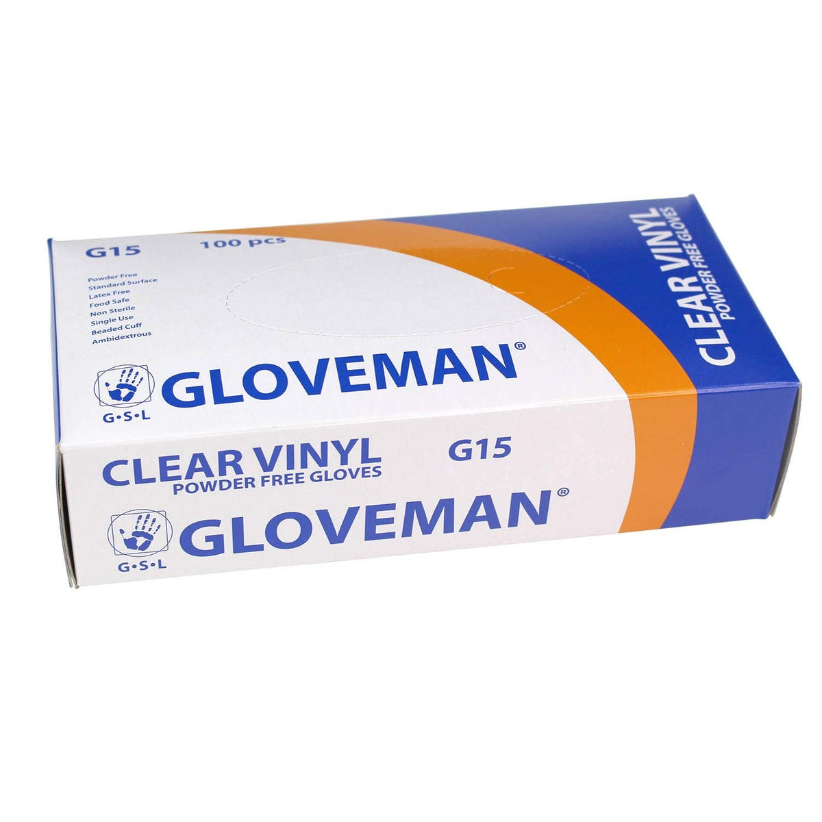 Gloveman Clear Powder-Free Vinyl Gloves Medium — 100