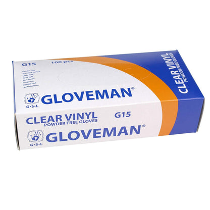Gloveman Clear Powder-Free Vinyl Gloves Medium — 100