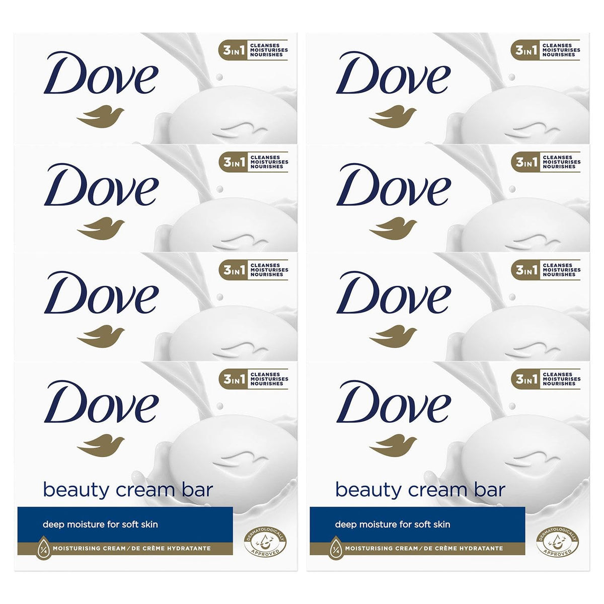 Dove Orginal Beauty Cream Bar 3 in 1 Cleanses, Moisturises and Nourishes Sulphate-Free Bath Soap for Soft and Smooth Skin, Suitable for Daily Use, 90g